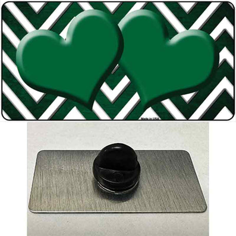 Green White Hearts Chevron Oil Rubbed Novelty Metal Hat Pin