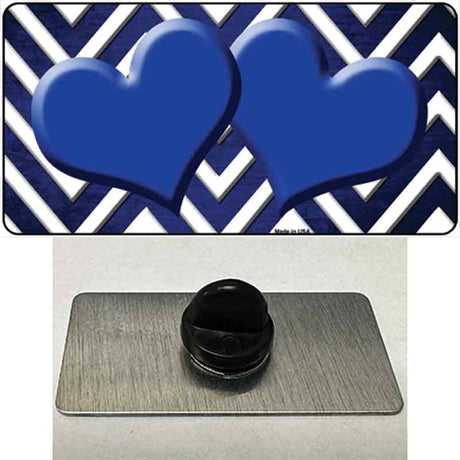 Blue White Hearts Chevron Oil Rubbed Novelty Metal Hat Pin