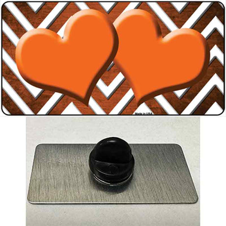 Orange White Hearts Chevron Oil Rubbed Novelty Metal Hat Pin