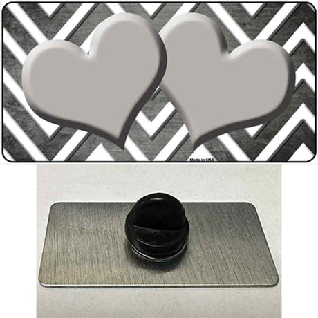 Gray White Hearts Chevron Oil Rubbed Novelty Metal Hat Pin