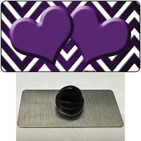 Purple White Hearts Chevron Oil Rubbed Novelty Metal Hat Pin