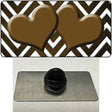 Brown White Hearts Chevron Oil Rubbed Novelty Metal Hat Pin