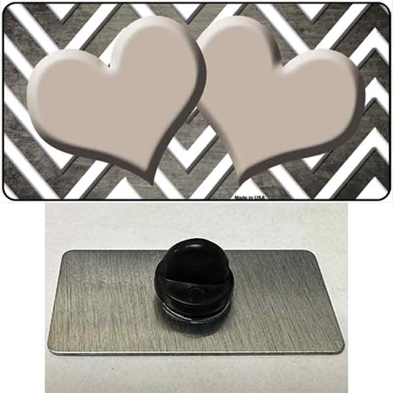 Tan White Hearts Chevron Oil Rubbed Novelty Metal Hat Pin