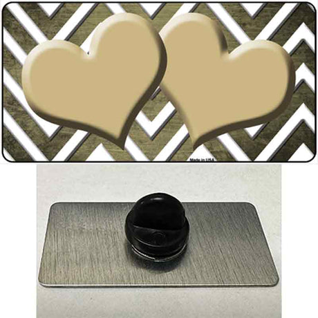 Gold White Hearts Chevron Oil Rubbed Novelty Metal Hat Pin