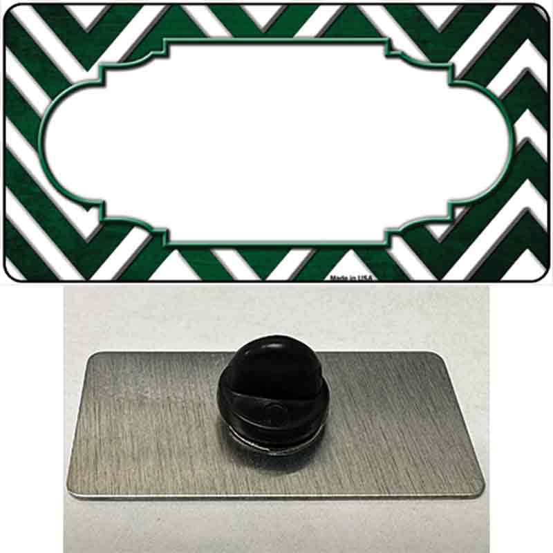 Green White Chevron Scallop Oil Rubbed Novelty Metal Hat Pin