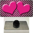 Pink White Quatrefoil Hearts Oil Rubbed Novelty Metal Hat Pin