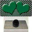 Green White Quatrefoil Hearts Oil Rubbed Novelty Metal Hat Pin