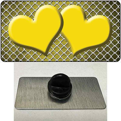 Yellow White Quatrefoil Hearts Oil Rubbed Novelty Metal Hat Pin