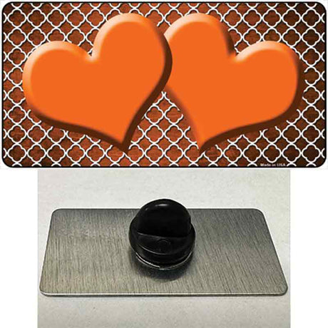 Orange White Quatrefoil Hearts Oil Rubbed Novelty Metal Hat Pin