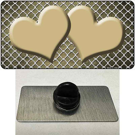 Gold White Quatrefoil Hearts Oil Rubbed Novelty Metal Hat Pin