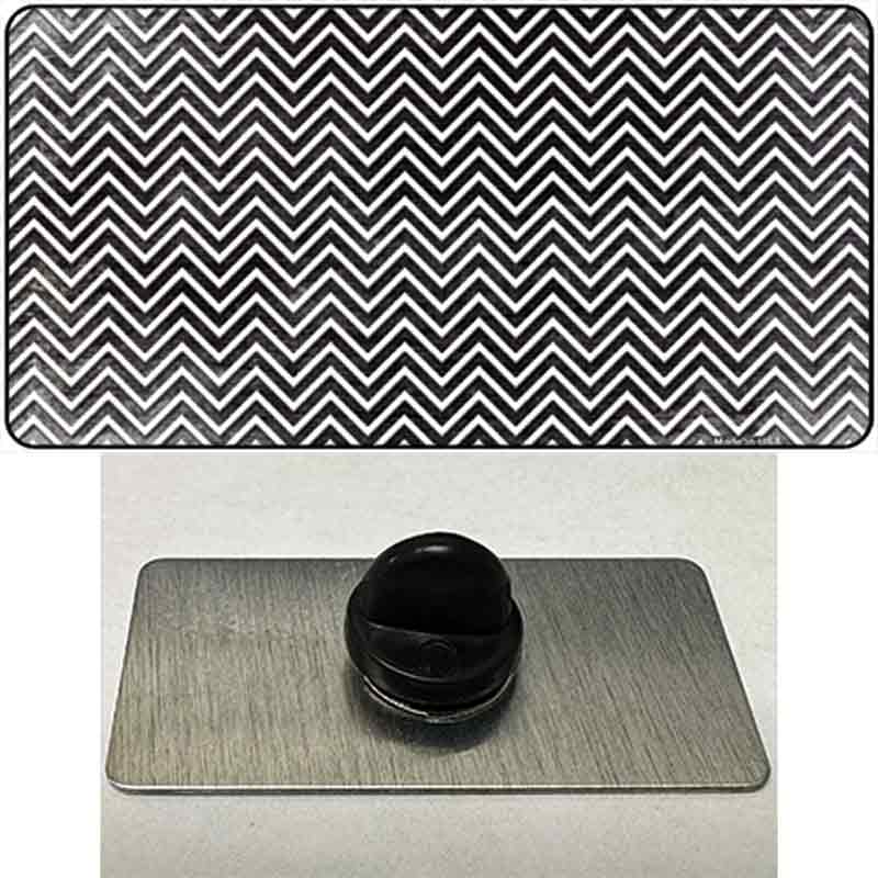 Black White Small Chevron Oil Rubbed Novelty Metal Hat Pin