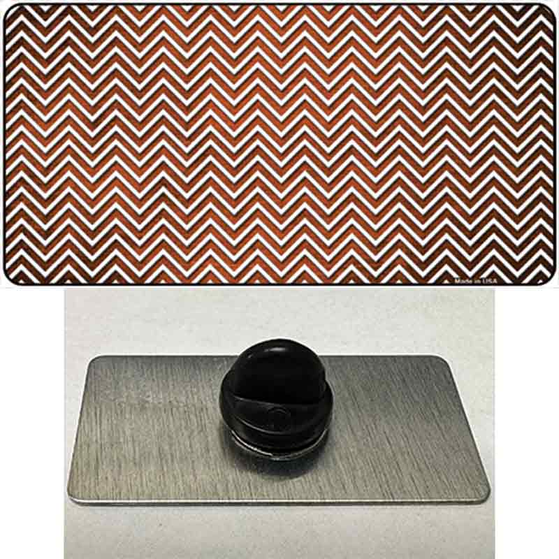 Orange White Small Chevron Oil Rubbed Novelty Metal Hat Pin