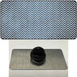 Light Blue White Small Chevron Oil Rubbed Novelty Metal Hat Pin