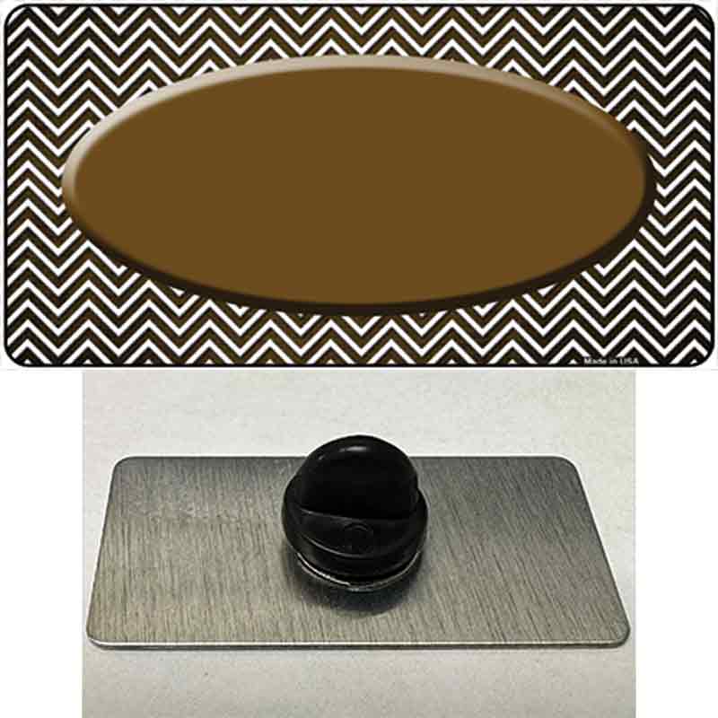 Brown White Small Chevron Oval Oil Rubbed Novelty Metal Hat Pin