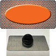 Orange White Small Chevron Oval Oil Rubbed Novelty Metal Hat Pin