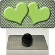 Lime Green White Small Chevron Hearts Oil Rubbed Novelty Metal Hat Pin