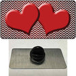 Red White Small Chevron Hearts Oil Rubbed Novelty Metal Hat Pin