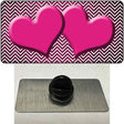 Pink White Small Chevron Hearts Oil Rubbed Novelty Metal Hat Pin