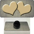 Gold White Small Chevron Hearts Oil Rubbed Novelty Metal Hat Pin