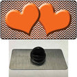 Orange White Small Chevron Hearts Oil Rubbed Novelty Metal Hat Pin