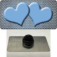 Light Blue White Small Chevron Hearts Oil Rubbed Novelty Metal Hat Pin