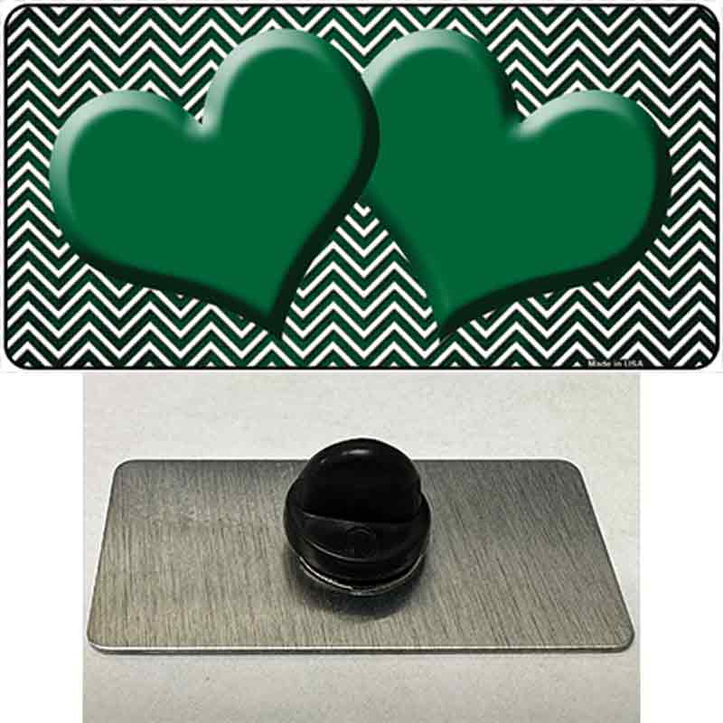 Green White Small Chevron Hearts Oil Rubbed Novelty Metal Hat Pin