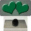 Green White Small Chevron Hearts Oil Rubbed Novelty Metal Hat Pin