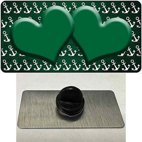 Green White Anchor Hearts Oil Rubbed Novelty Metal Hat Pin