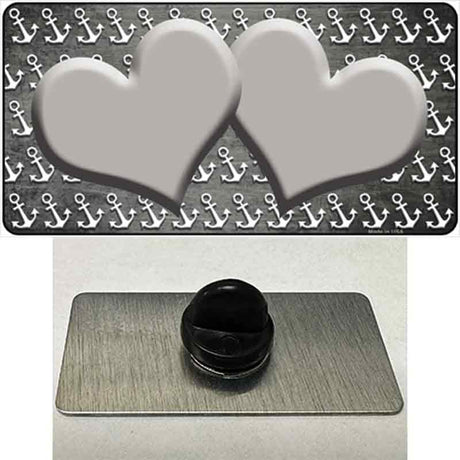 Gray White Anchor Hearts Oil Rubbed Novelty Metal Hat Pin