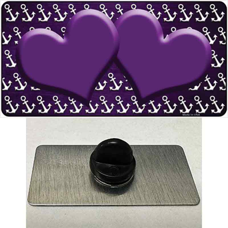 Purple White Anchor Hearts Oil Rubbed Novelty Metal Hat Pin