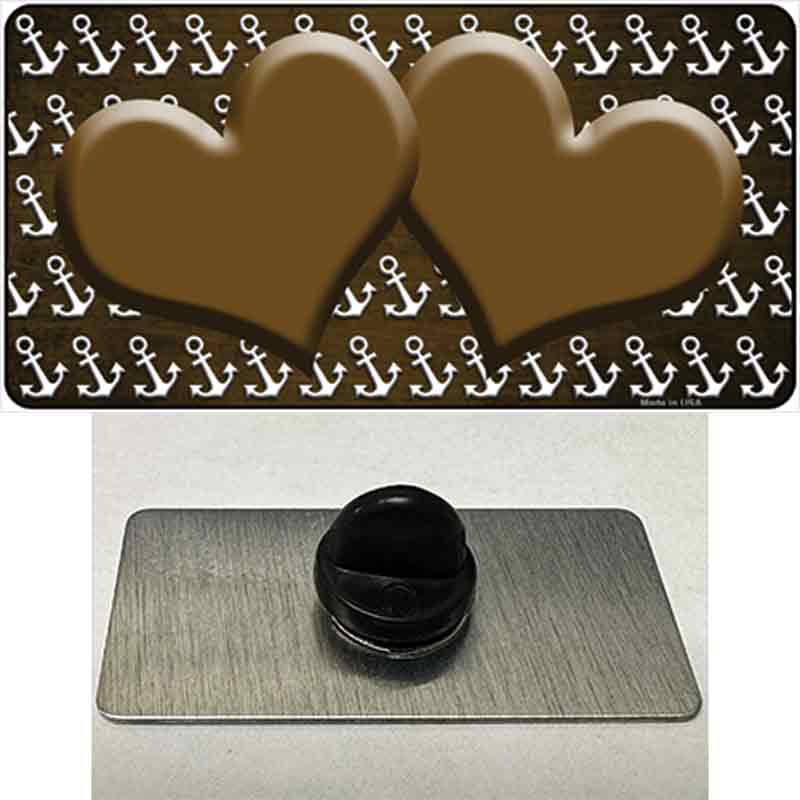 Brown White Anchor Hearts Oil Rubbed Novelty Metal Hat Pin