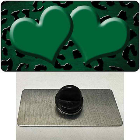 Green Black Cheetah Hearts Oil Rubbed Novelty Metal Hat Pin