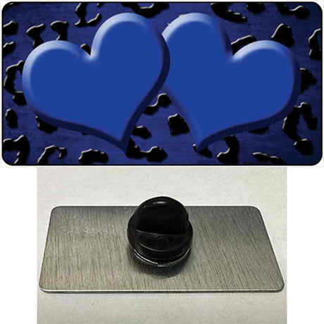 Blue Black Cheetah Hearts Oil Rubbed Novelty Metal Hat Pin