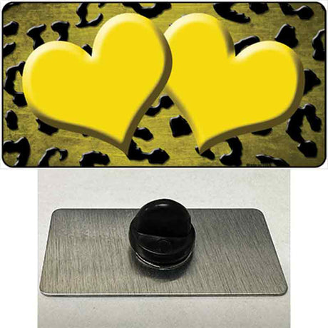 Yellow Black Cheetah Hearts Oil Rubbed Novelty Metal Hat Pin