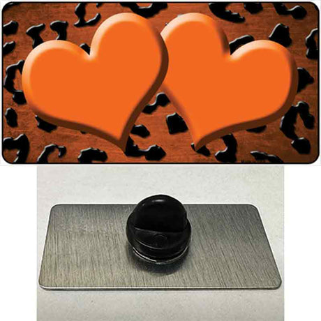 Orange Black Cheetah Hearts Oil Rubbed Novelty Metal Hat Pin