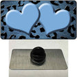 Light Blue Black Cheetah Hearts Oil Rubbed Novelty Metal Hat Pin