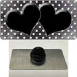 Black White Small Dots Hearts Oil Rubbed Novelty Metal Hat Pin