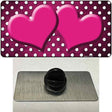 Pink White Small Dots Hearts Oil Rubbed Novelty Metal Hat Pin