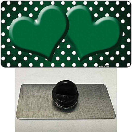 Green White Small Dots Hearts Oil Rubbed Novelty Metal Hat Pin