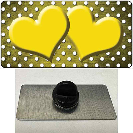 Yellow White Small Dots Hearts Oil Rubbed Novelty Metal Hat Pin