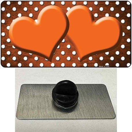 Orange White Small Dots Hearts Oil Rubbed Novelty Metal Hat Pin