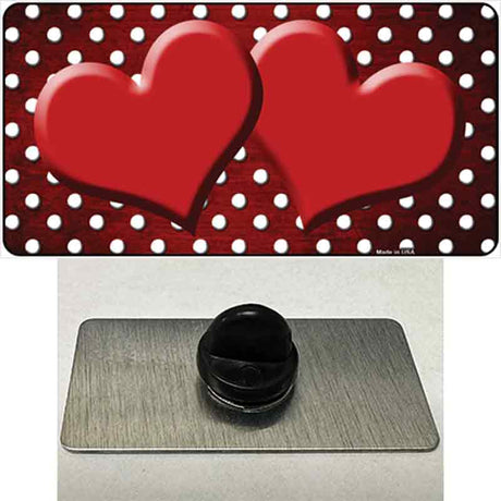 Red White Small Dots Hearts Oil Rubbed Novelty Metal Hat Pin