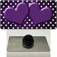 Purple White Small Dots Hearts Oil Rubbed Novelty Metal Hat Pin