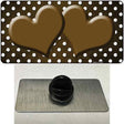 Brown White Small Dots Hearts Oil Rubbed Novelty Metal Hat Pin