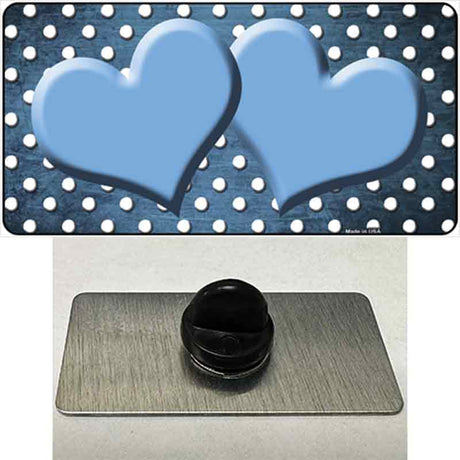 Light Blue White Small Dots Hearts Oil Rubbed Novelty Metal Hat Pin