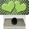 Lime Green White Small Dots Hearts Oil Rubbed Novelty Metal Hat Pin