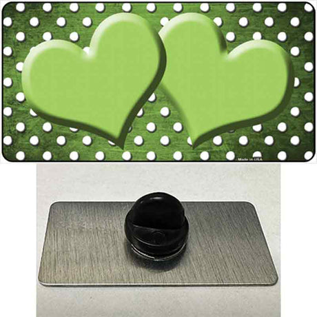 Lime Green White Small Dots Hearts Oil Rubbed Novelty Metal Hat Pin