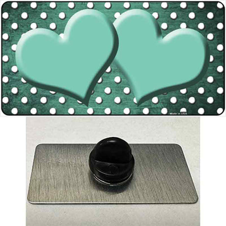 Mint White Small Dots Hearts Oil Rubbed Novelty Metal Hat Pin