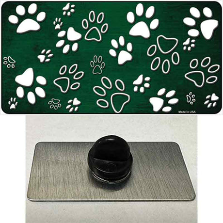 Green White Paw Oil Rubbed Novelty Metal Hat Pin