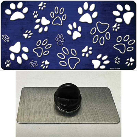 Blue White Paw Oil Rubbed Novelty Metal Hat Pin